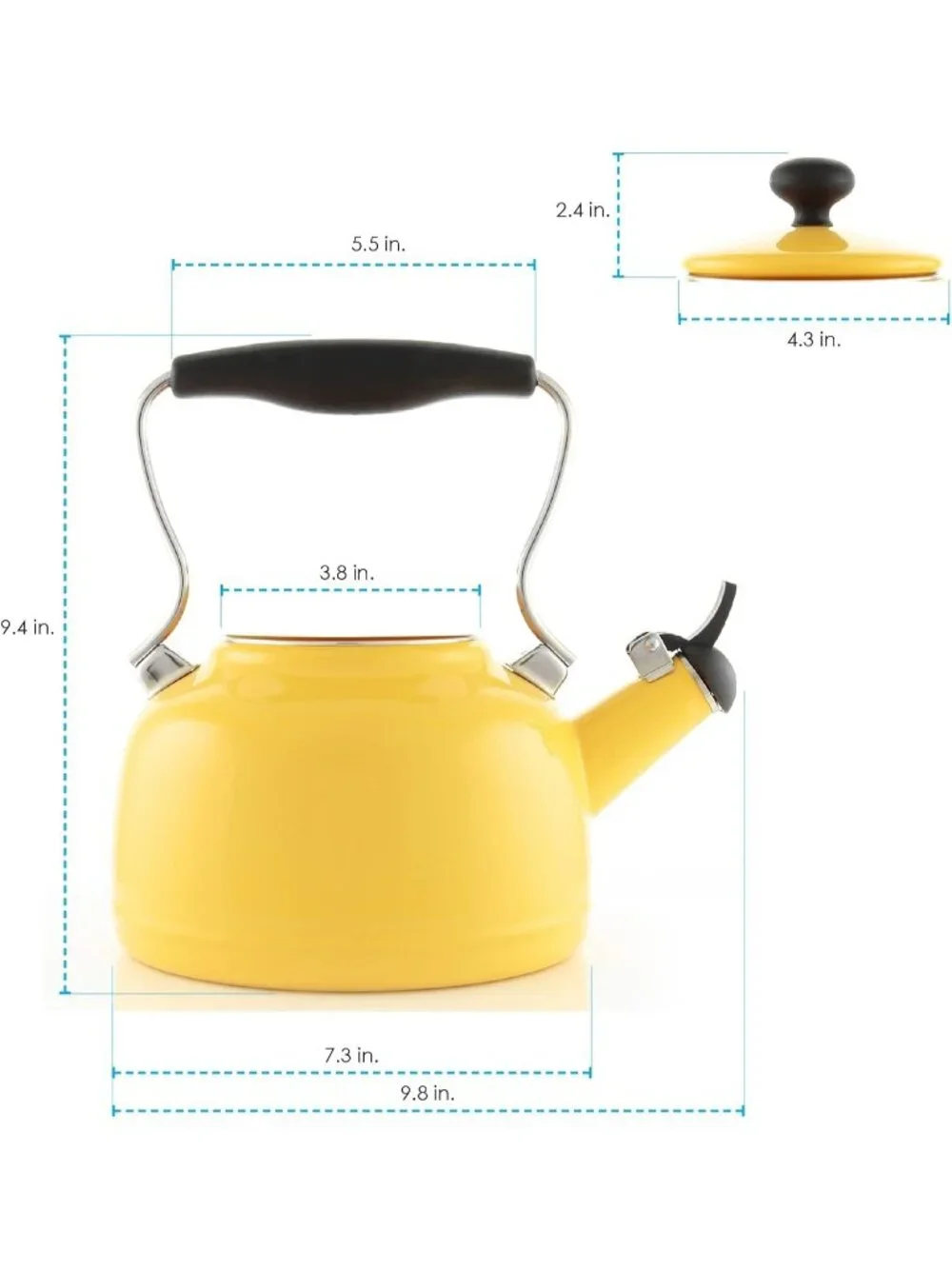 Canary Yellow Kitchen Whistling Tea kettle 1. 7Quart Enamel Stainless Steel Pot